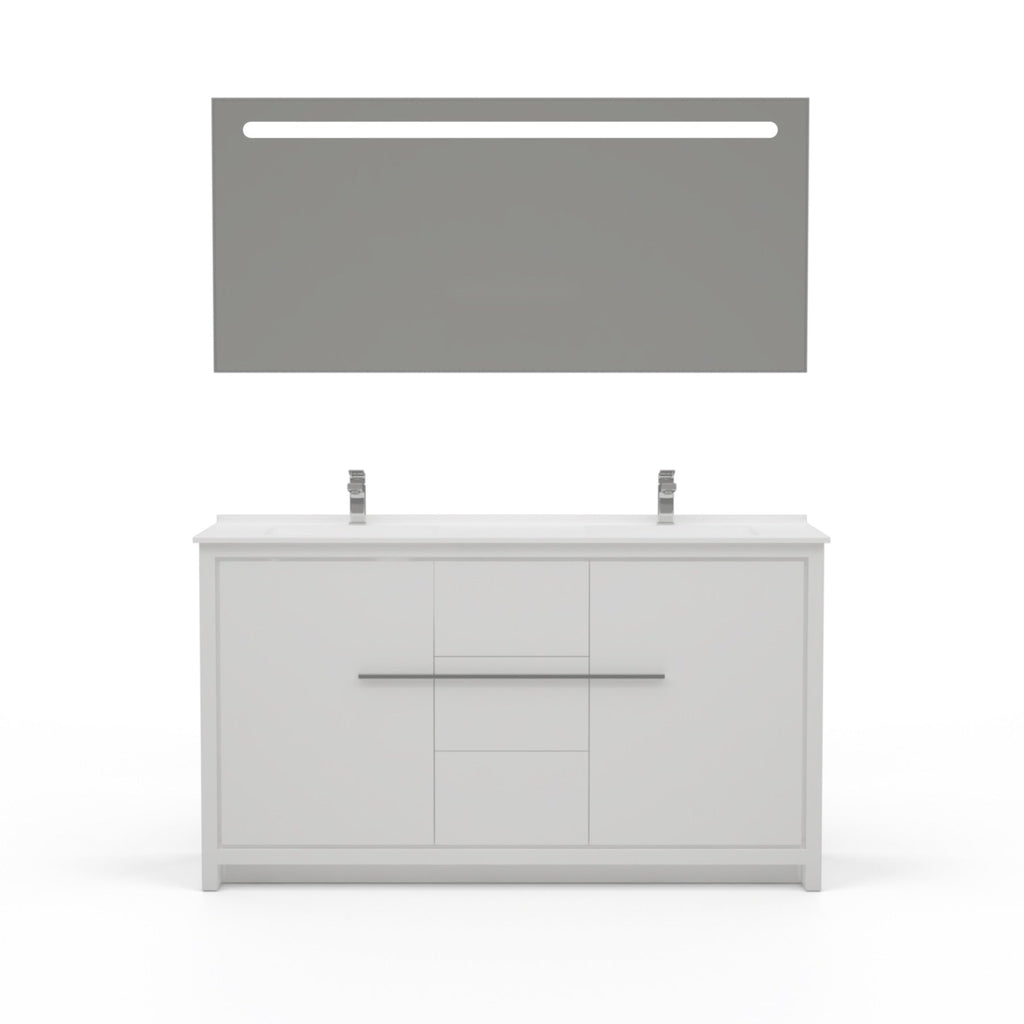 Casa Mare Alessio 60" Bathroom Vanity and Ceramic Sink Combo with LED Mirror - Alessio152GG-60