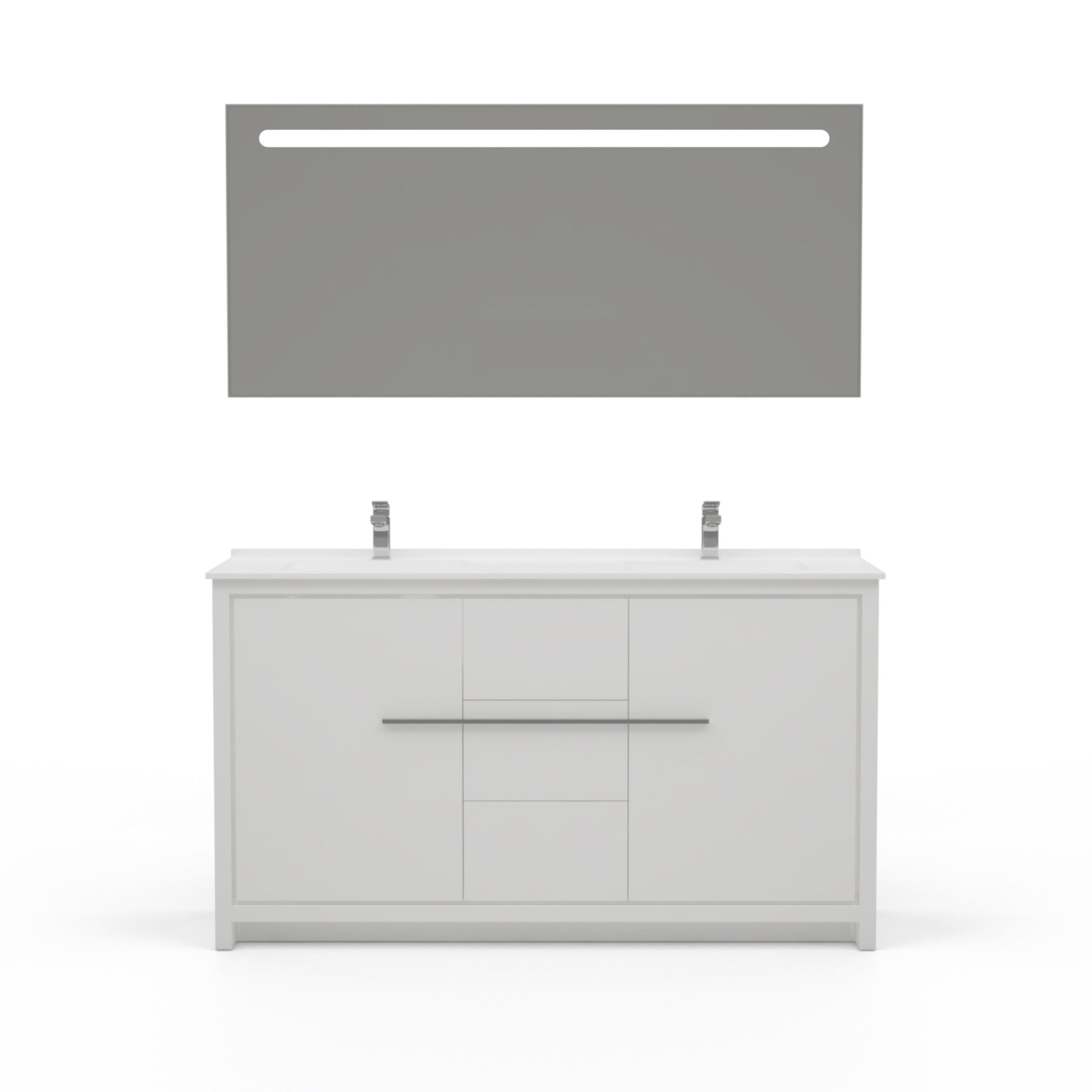Casa Mare Alessio 60" Bathroom Vanity and Ceramic Sink Combo with LED Mirror - Alessio152GG-60