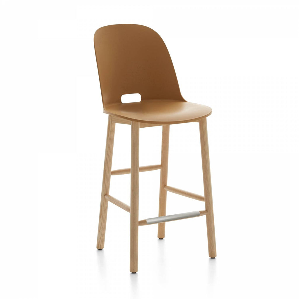 Emeco Alfi Counter High Back Stool - ALFI24AHDARKBROWN