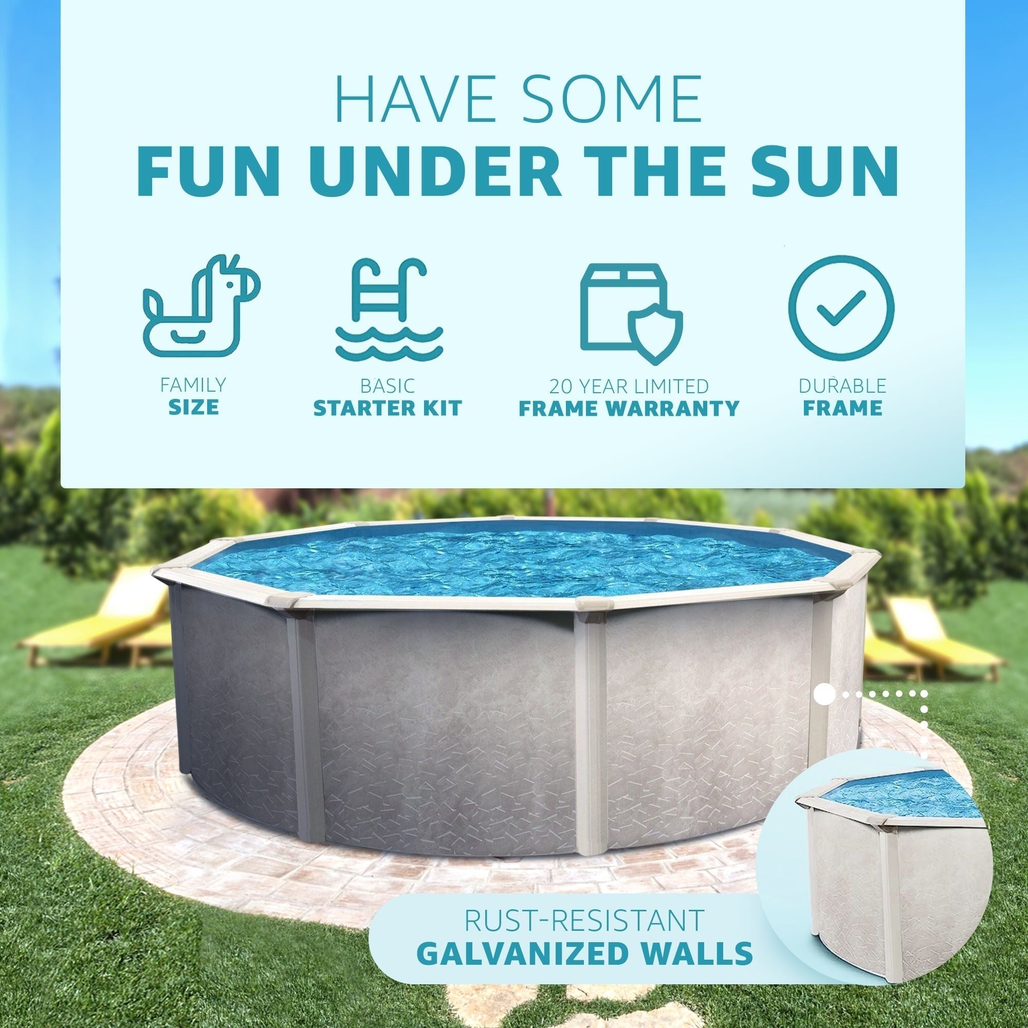 Aquarian Phoenix 24' x 52" Round Frame Above Ground Swimming Pool without Liner - 74473