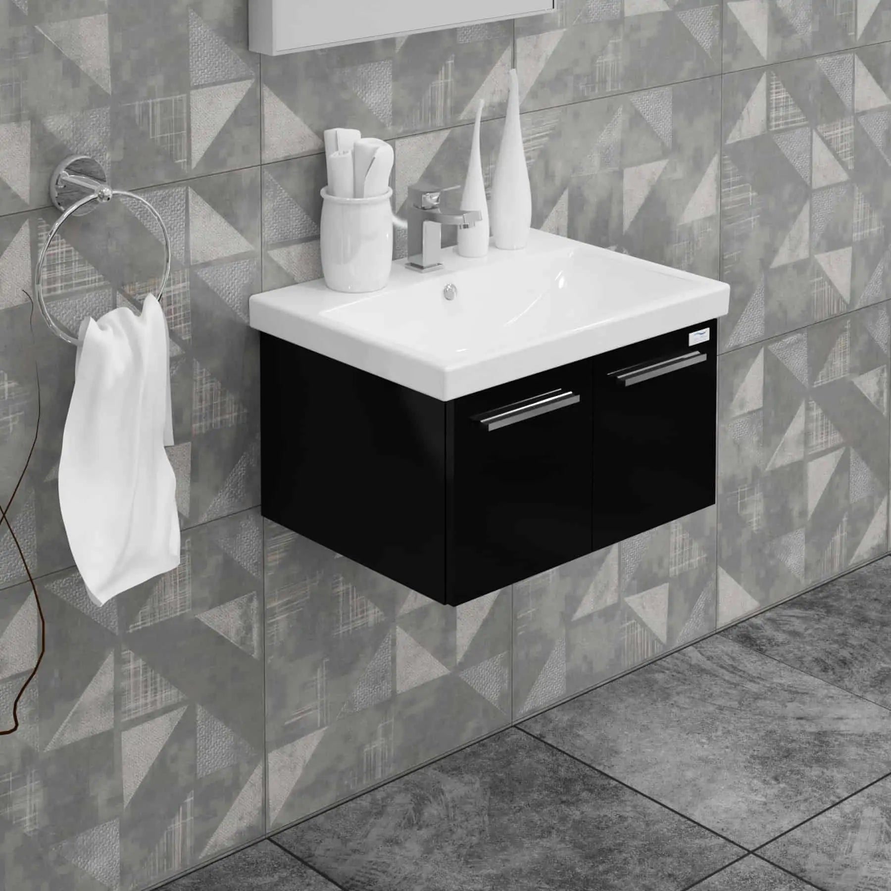 Casa Mare Aspe 32" Bathroom Vanity and Ceramic Sink Combo with LED Mirror - Aspe80GB-32