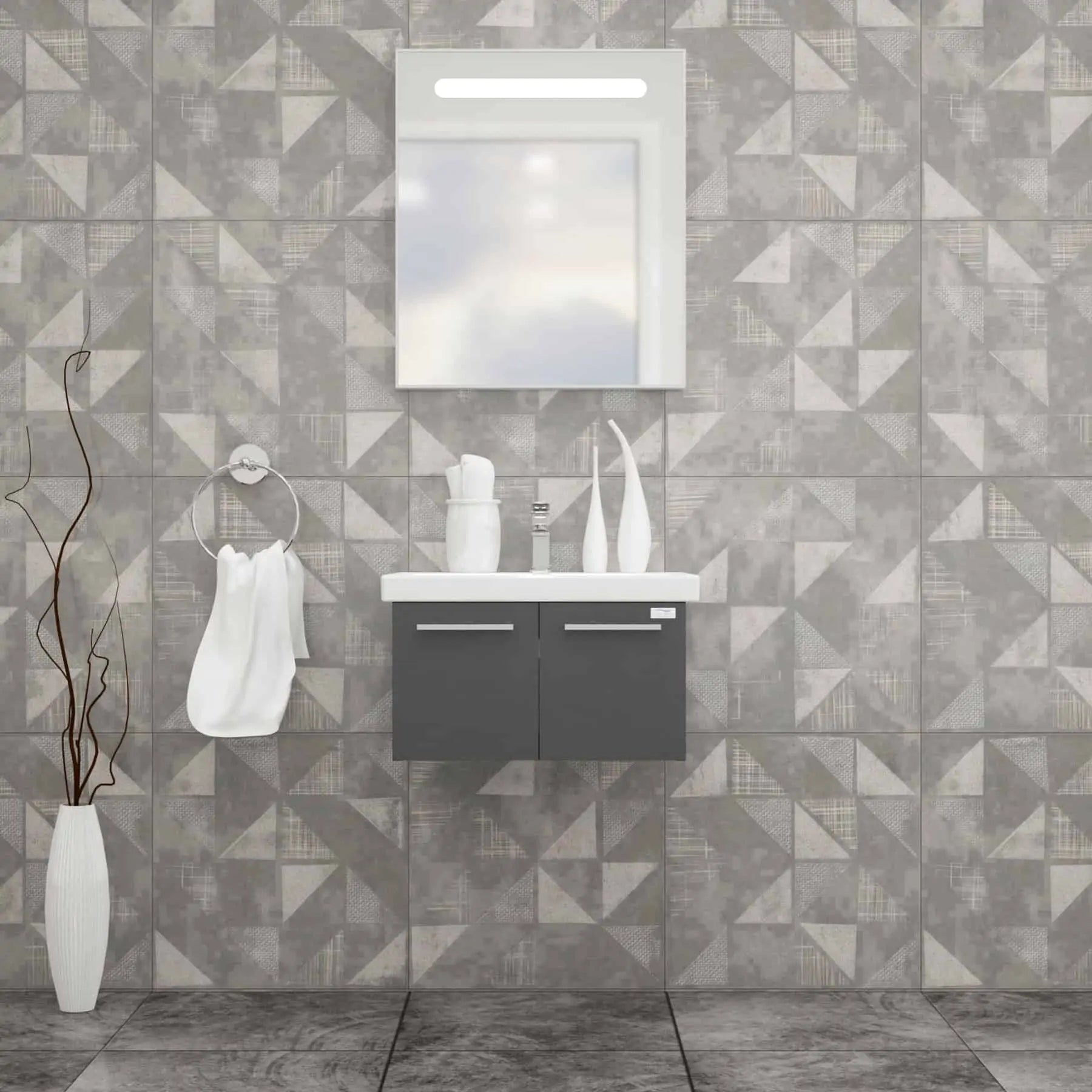 Casa Mare Aspe 32" Bathroom Vanity and Ceramic Sink Combo with LED Mirror - Aspe80GB-32