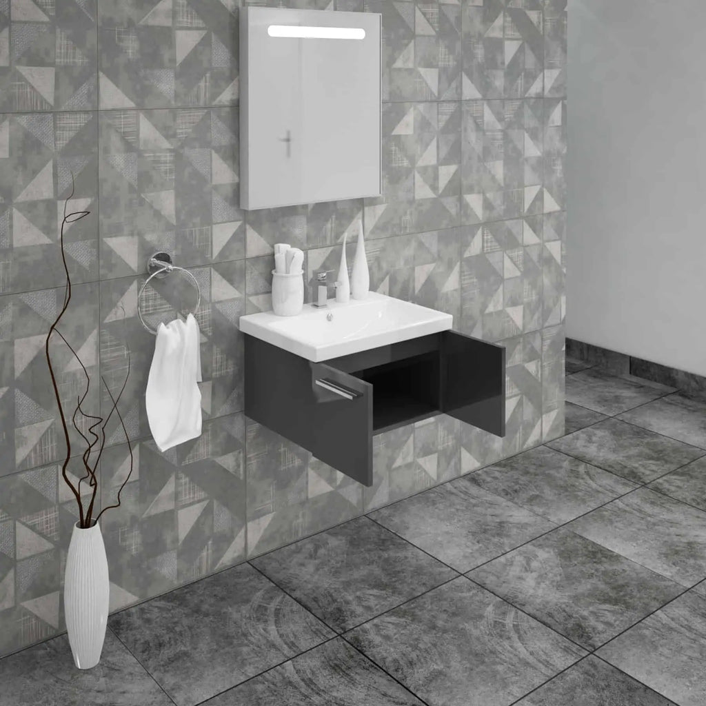 Casa Mare Aspe 32" Bathroom Vanity and Ceramic Sink Combo with LED Mirror - Aspe80GB-32