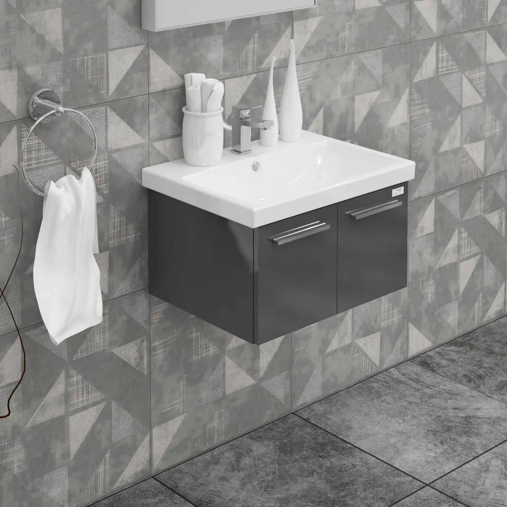Casa Mare Aspe 24" Bathroom Vanity and Ceramic Sink Combo with LED Mirror - Aspe60GB-24