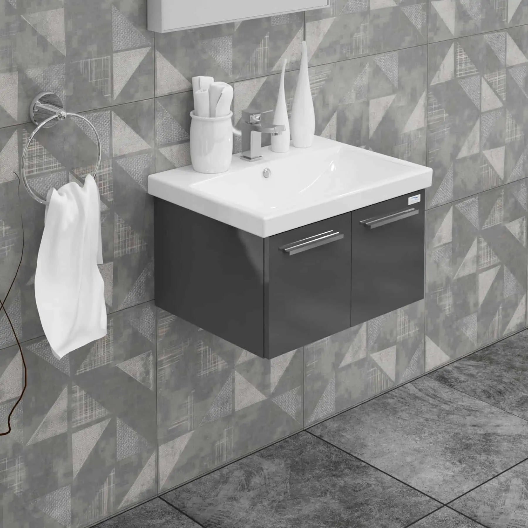 Casa Mare Aspe 32" Bathroom Vanity and Ceramic Sink Combo with LED Mirror - Aspe80GB-32