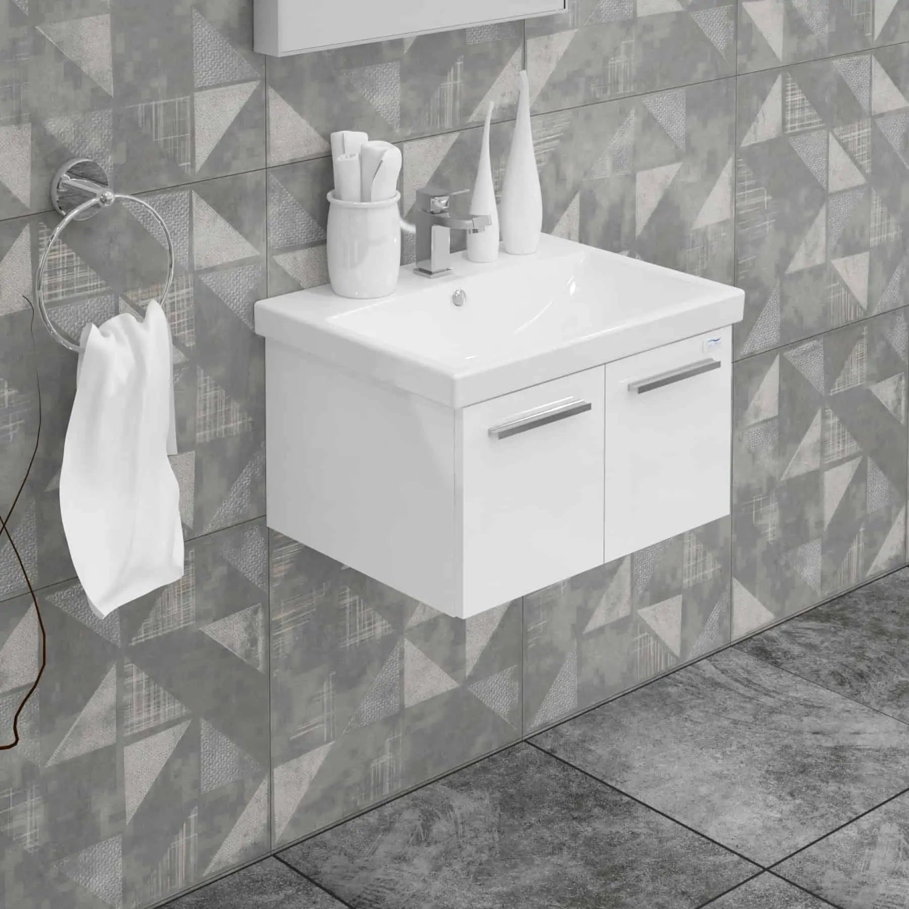 Casa Mare Aspe 32" Bathroom Vanity and Ceramic Sink Combo with LED Mirror - Aspe80GB-32