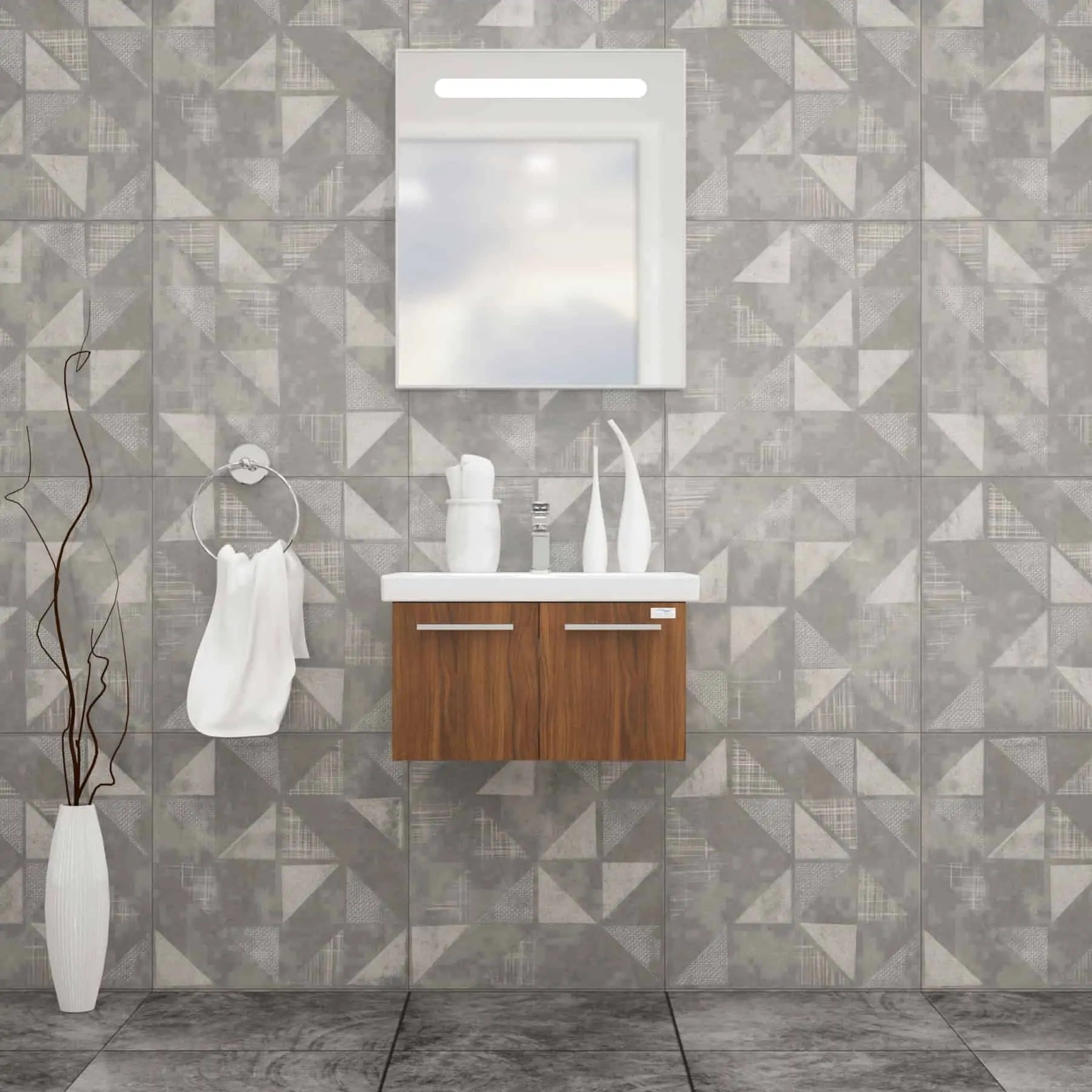 Casa Mare Aspe 32" Bathroom Vanity and Ceramic Sink Combo with LED Mirror - Aspe80GB-32
