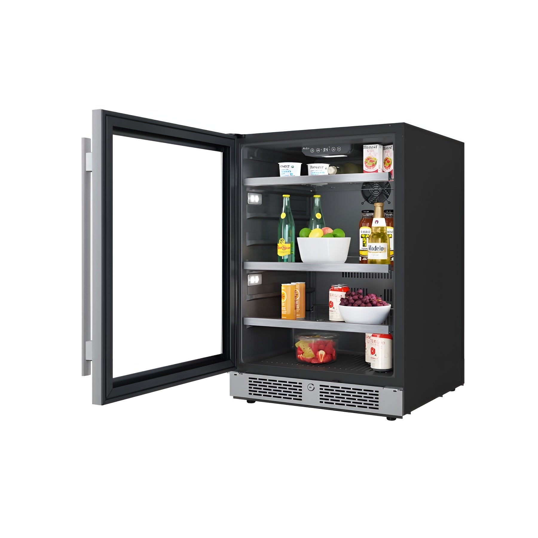 Avallon 24 Inch Wide 140 Can Energy Efficient Beverage Center with LED Lighting, Double Pane Glass, Touch Control Panel and Left Swing Door - ABR242PRGLH