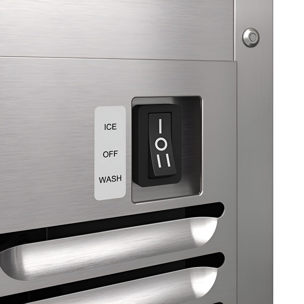 Avallon Inch Wide 26 Lbs. Built-In / Free Standing Outdoor Ice Maker with 56 Lbs. Daily Ice Production and Factory Installed Pump - AIMG151PSSOLH15