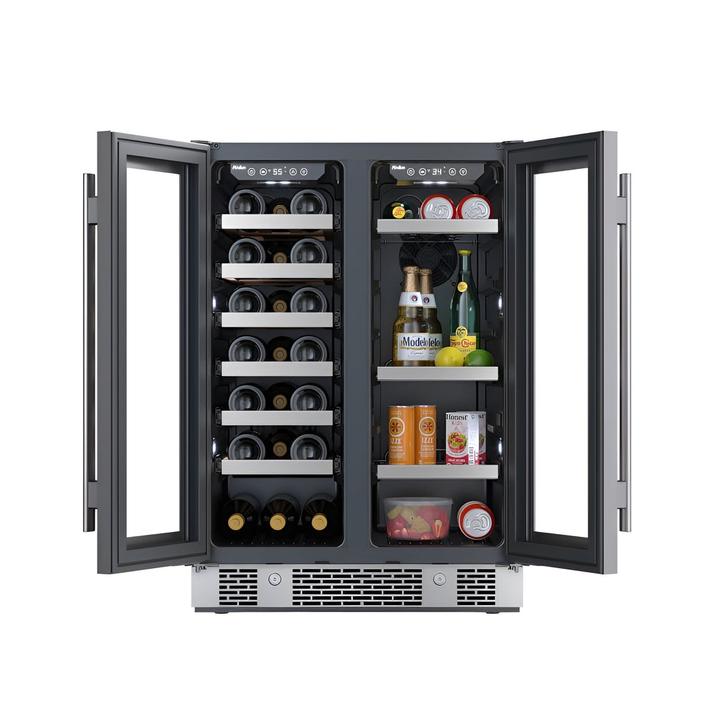 Avallon 24 Inch Wide 21 Bottle Capacity and 64 Can Capacity Beverage Center with LED Lighting and Double Pane Glass - AWBC242GGFD