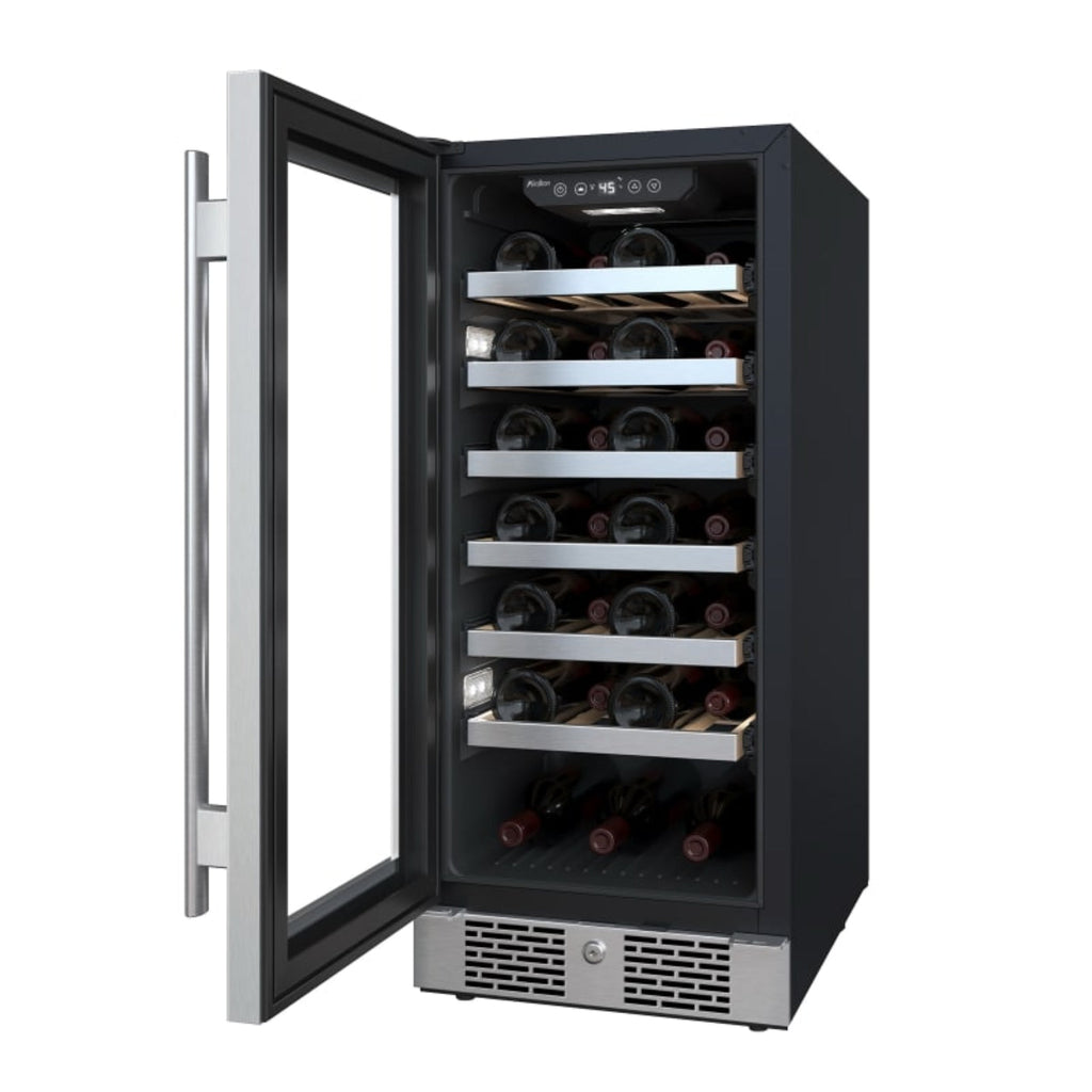 Avallon 15 Inch Wide 27 Bottle Capacity Single Zone Wine Cooler with Left Swing Door - AWC152SZLH