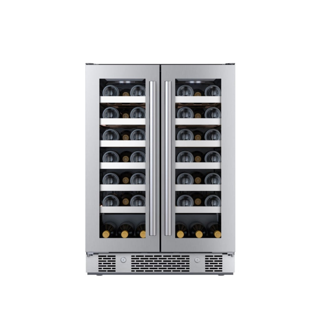 Avallon 24 Inch Wide 42 Bottle Capacity French Door Wine Cooler with LED Lighting - AWC242FD