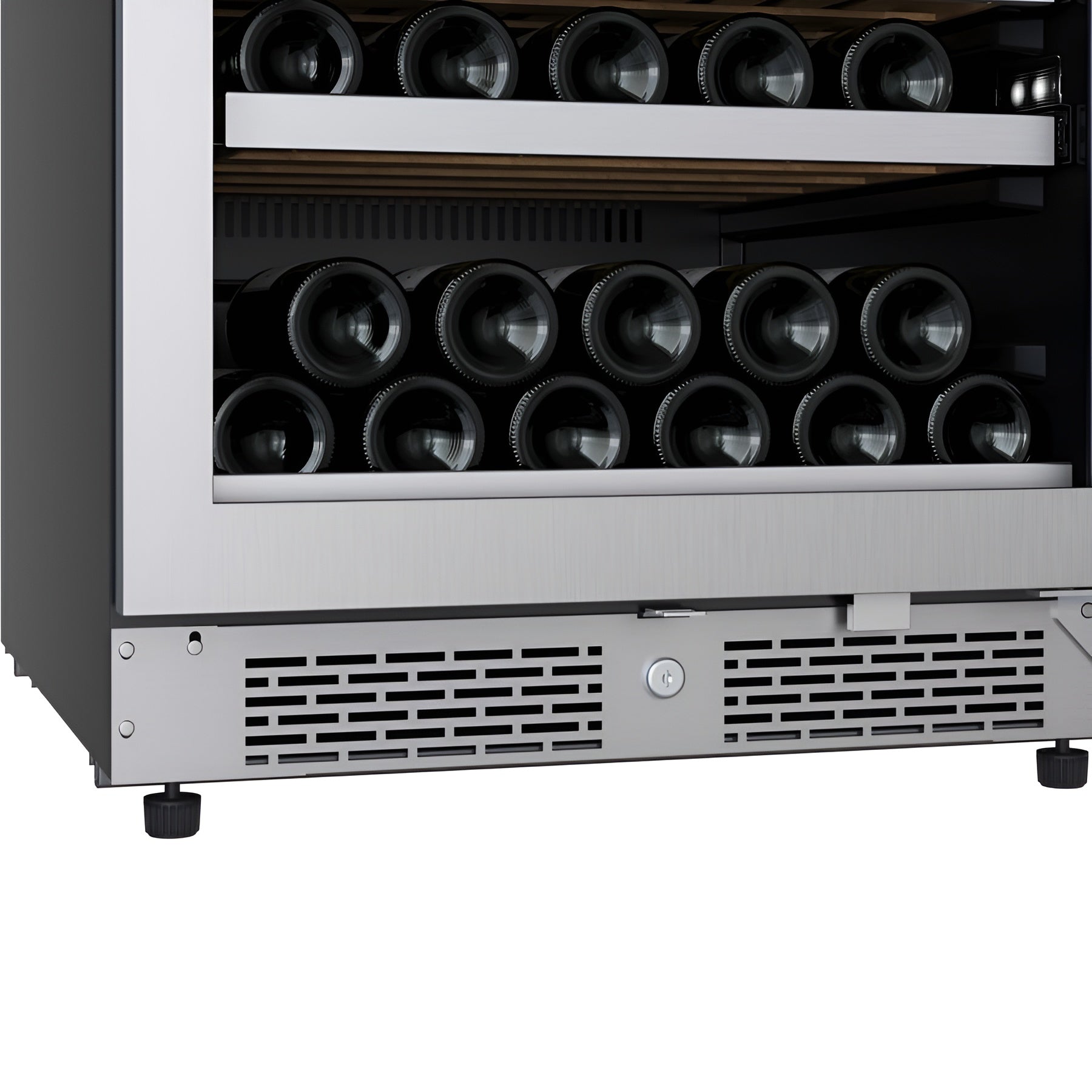 Avallon 24 Inch Wide 140 Bottle Capacity Built-In or Free Standing Wine Cooler with Wood Shelves, Dual Zone Cooling, Door Alarm, Door Lock and Energy Star Rated - AWC243TDZRHA