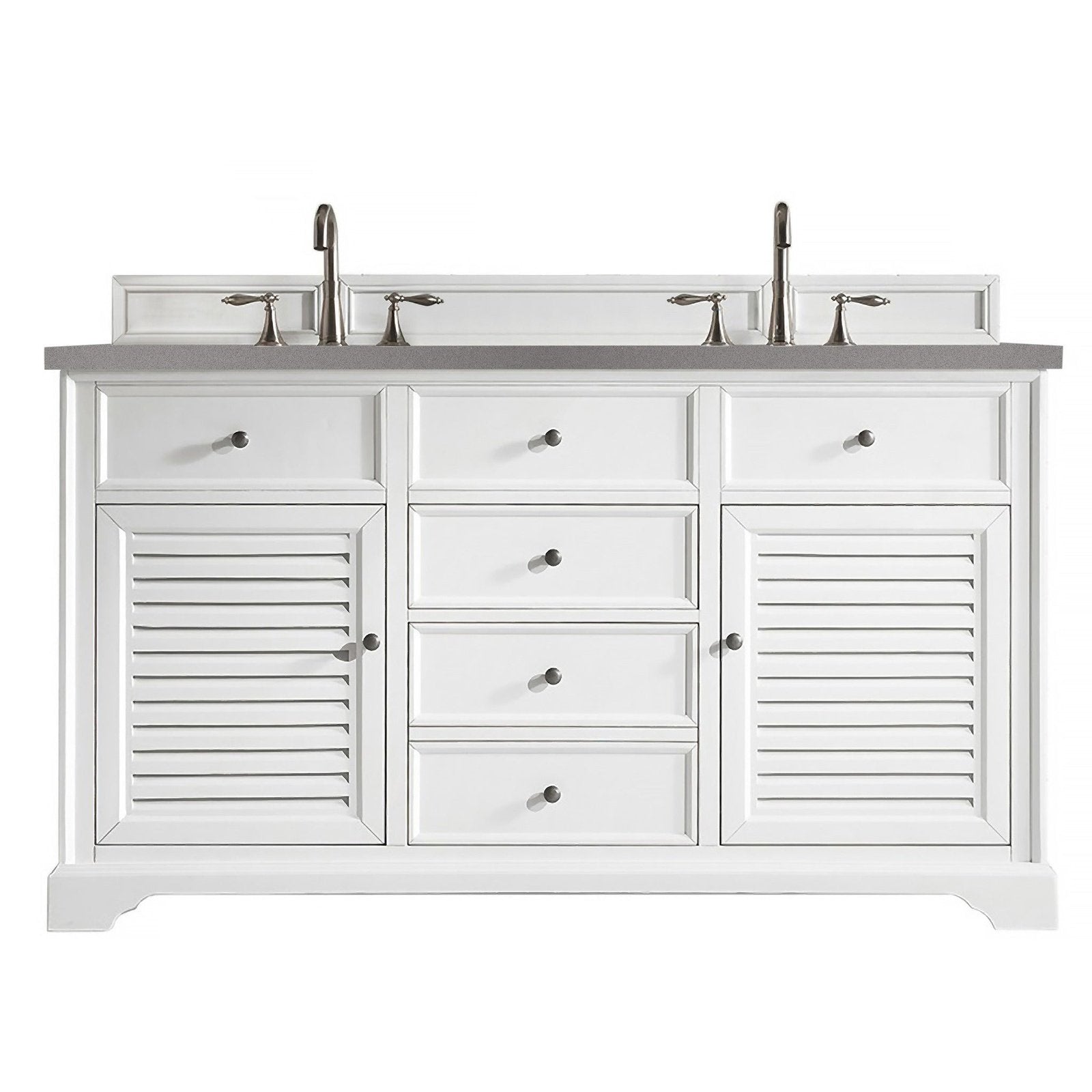 James Martin Vanities Savannah 60" Bright White Double Vanity - 238-104-V60D-BW-3AF
