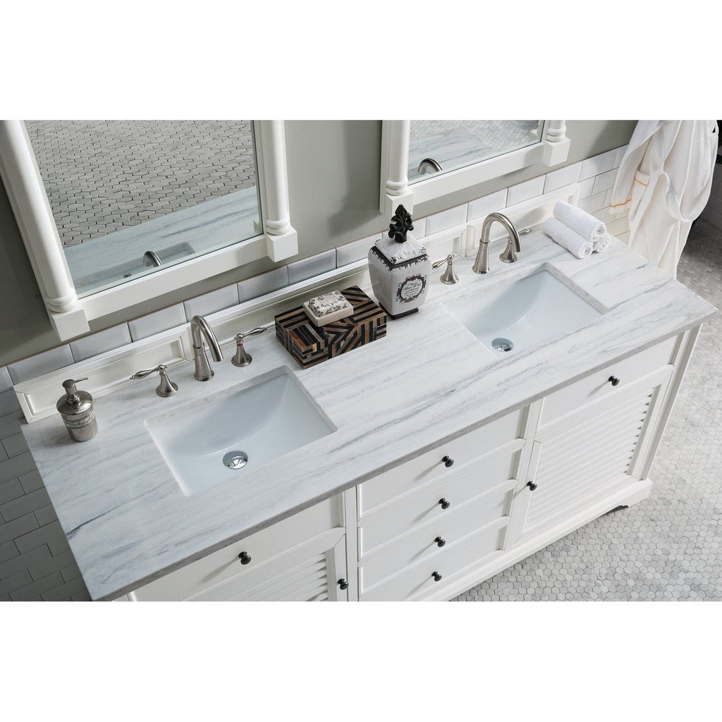 James Martin Vanities Savannah 72" Bright White Double Vanity - 238-104-V72-BW-3AF
