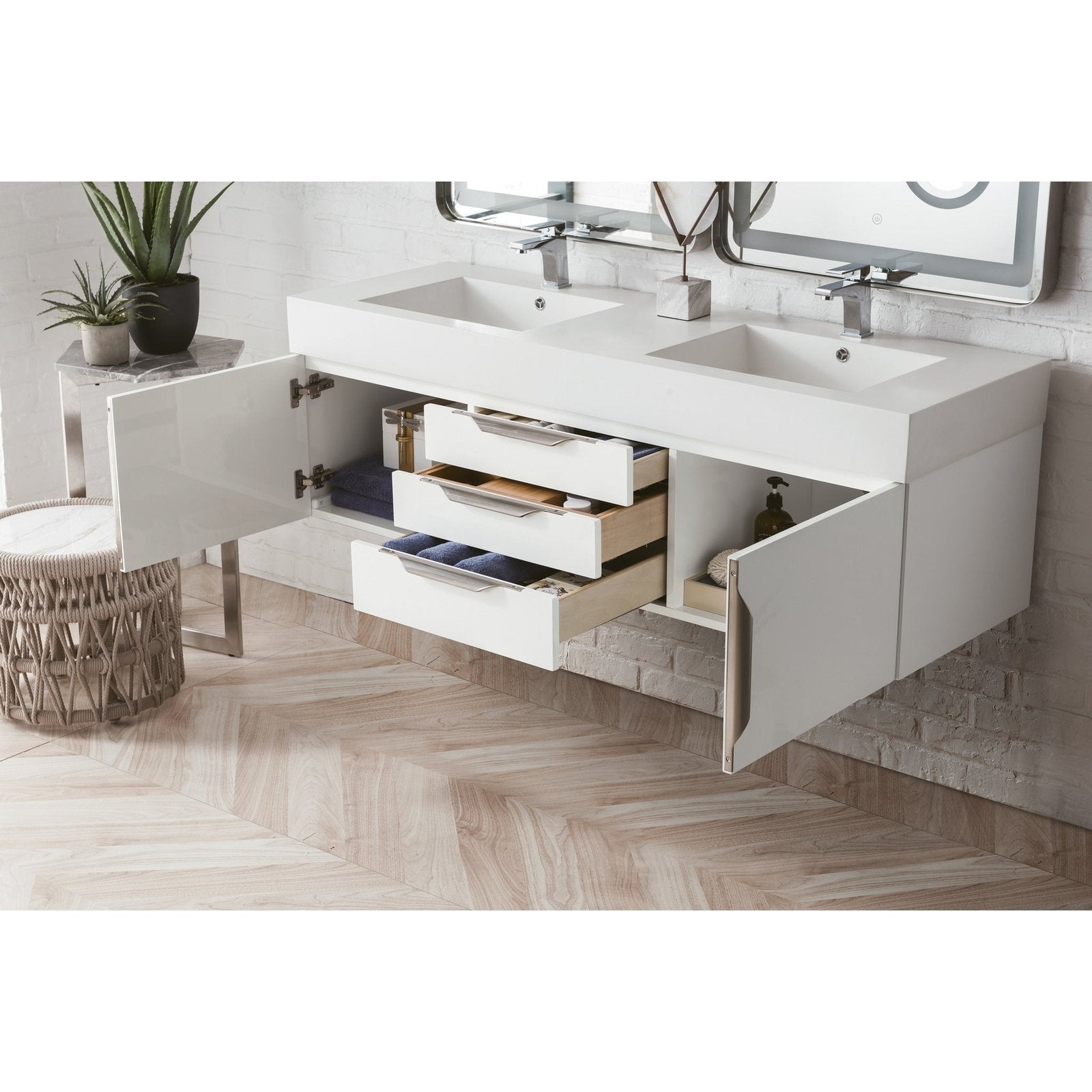 James Martin Vanities Mercer Island 59" Double Vanity - 389-V59D-AGR-G-DGG