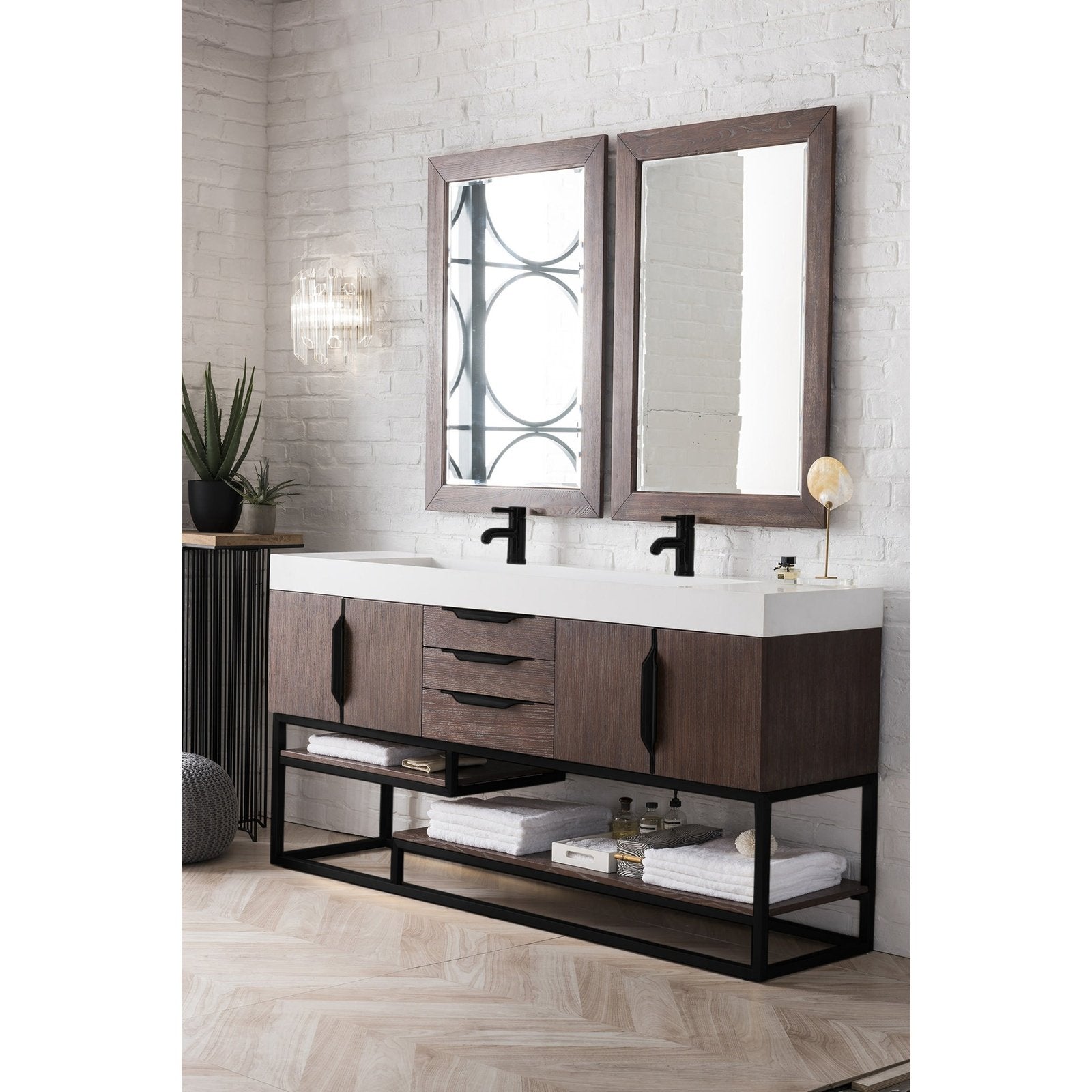 James Martin Vanities Columbia 72" Double Vanity - 388-V72D-AGR-MB-DGG