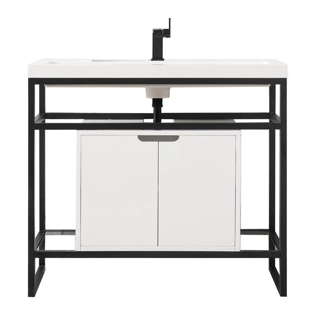 James Martin Vanities Boston 39.5" Stainless Steel Sink Console - C105V39.5RGDSCGWWG