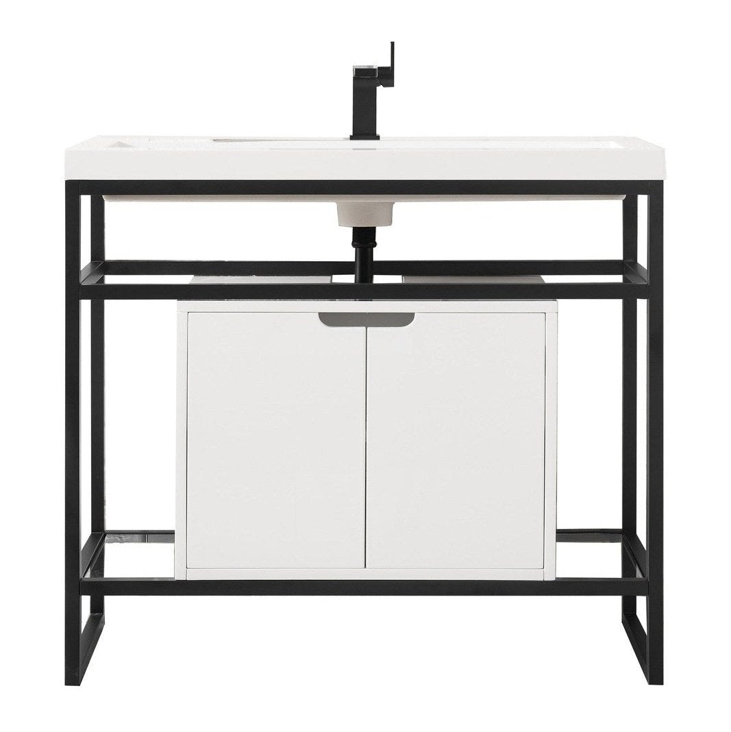 James Martin Vanities Boston 39.5" Stainless Steel Sink Console - C105V39.5RGDSCGWWG