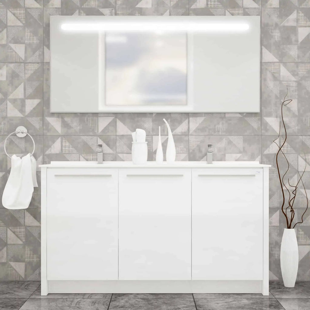 Casa Mare Benna 63" Bathroom Vanity and Double Sink Combo with LED Mirror - Benna160GG-63