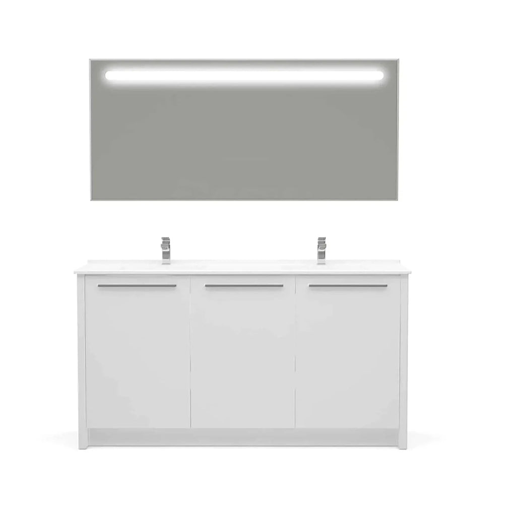 Casa Mare Benna 63" Bathroom Vanity and Double Sink Combo with LED Mirror - Benna160GG-63