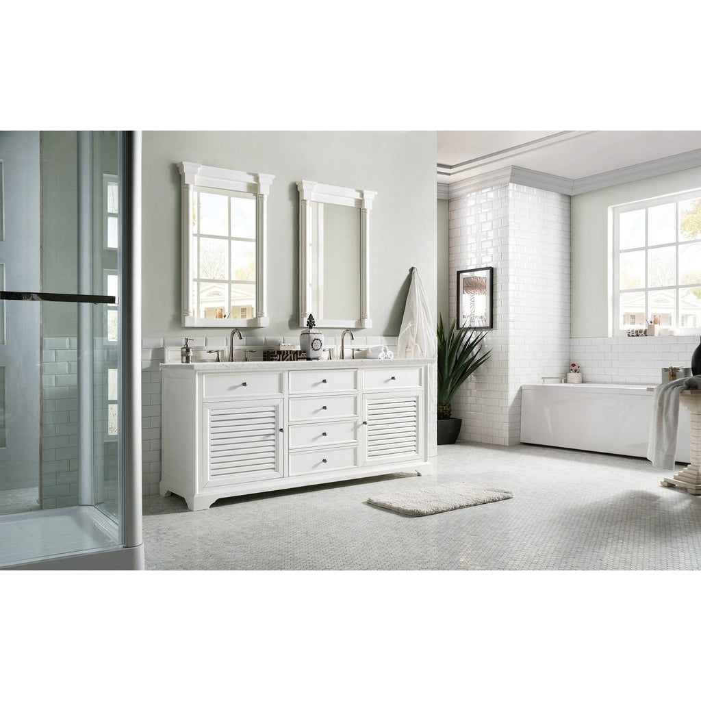 James Martin Vanities Savannah 72" Bright White Double Vanity - 238-104-V72-BW-3AF