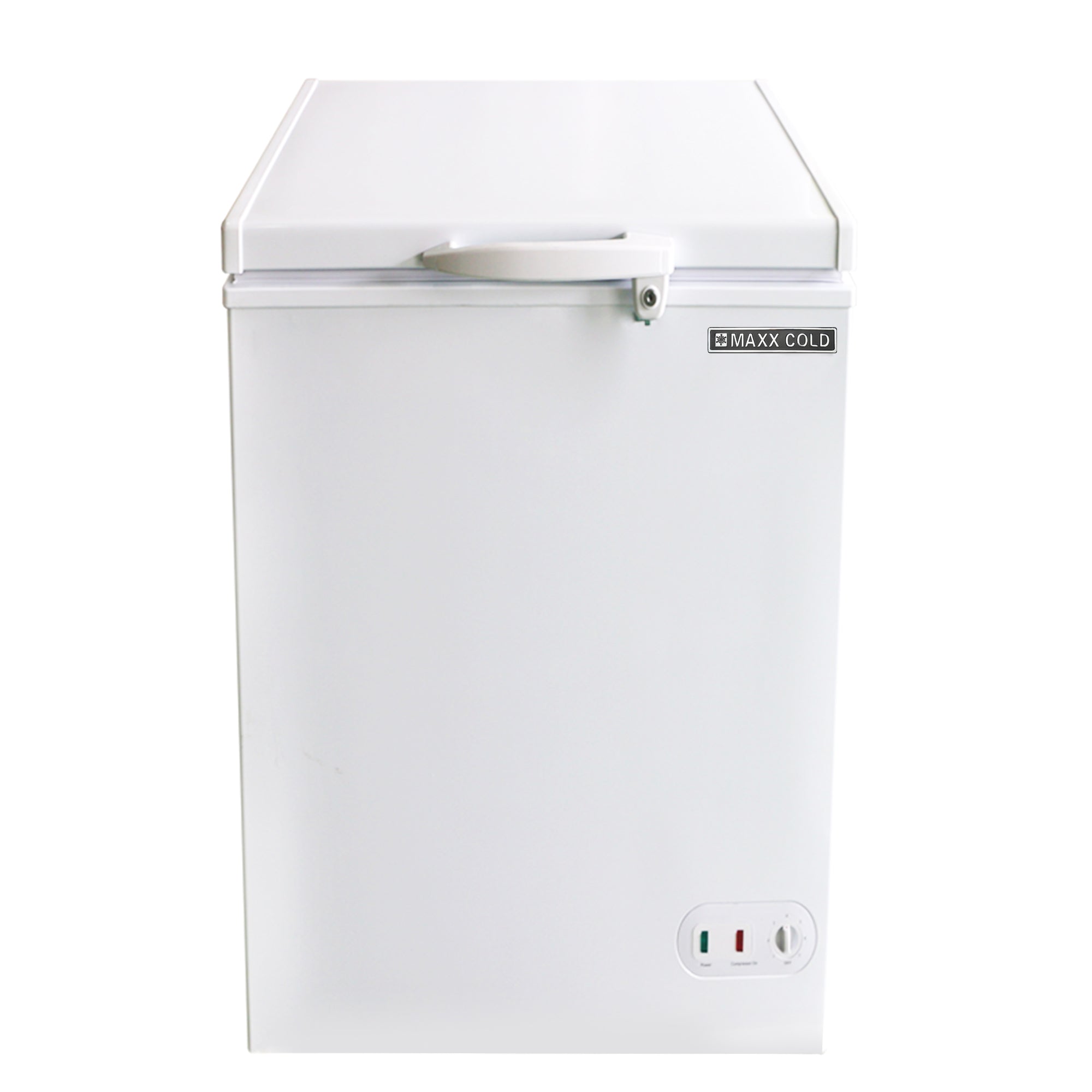 Maxx Cold Compact Chest Freezer with Solid Top, 22.8"W, 3.4 cu. ft. Storage Capacity, Locking Lid, Garage Ready, in White - MXSH3.4SHC