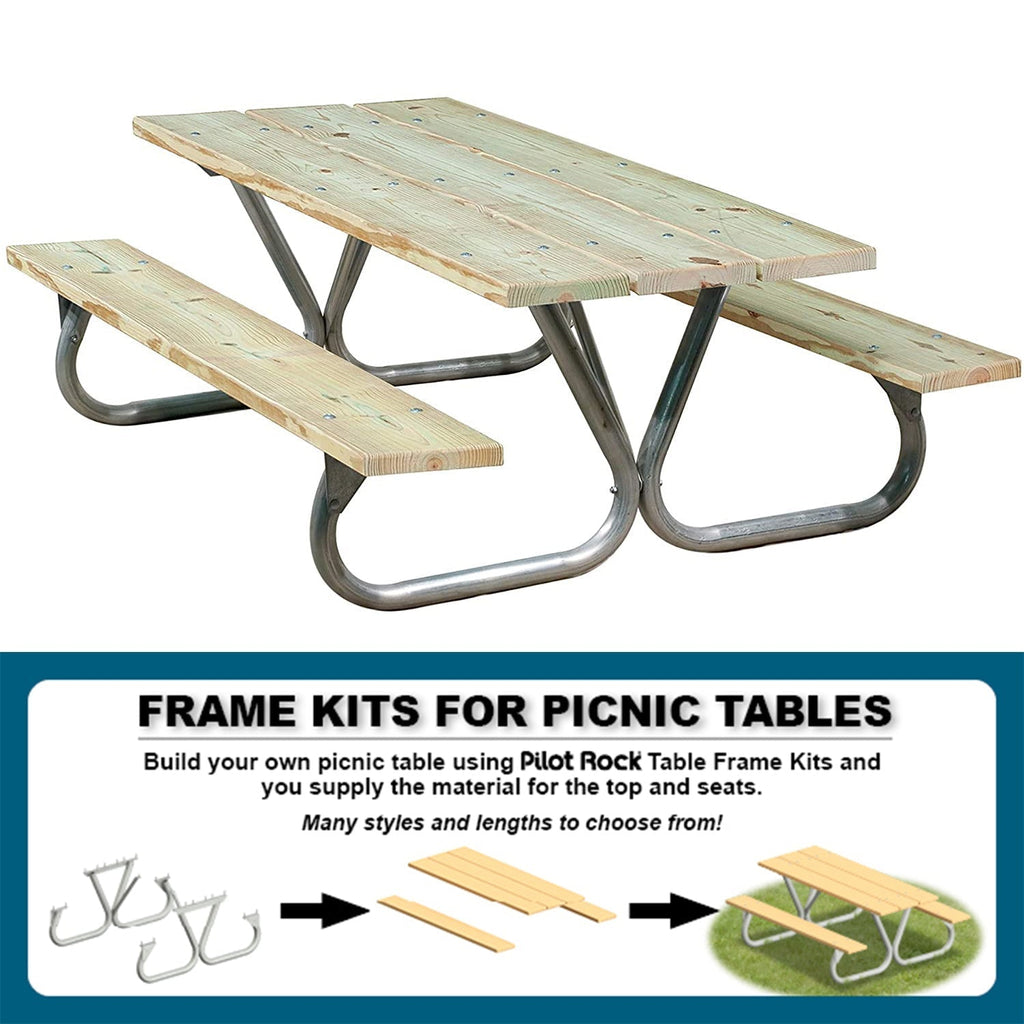 Pilot Rock 6 Pack 6'/8' Outdoor Steel Non Tip Picnic Table Leg Kits (Frame Only) - 415922