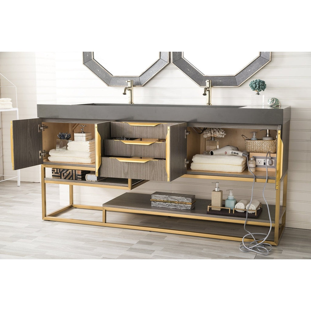 James Martin Vanities Columbia 72" Double Vanity - 388-V72D-AGR-MB-DGG