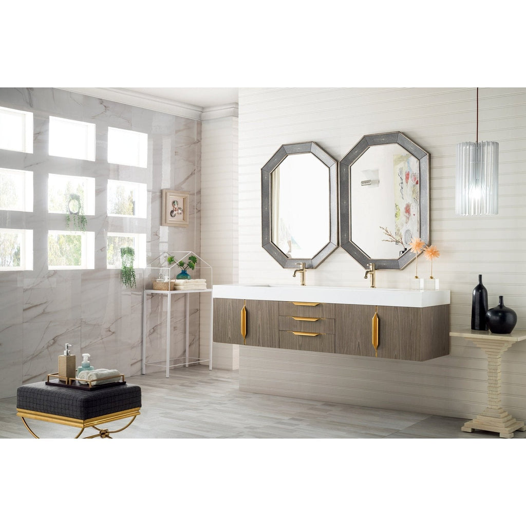 James Martin Vanities Mercer Island 72" Double Vanity - 389-V72D-AGR-G-DGG
