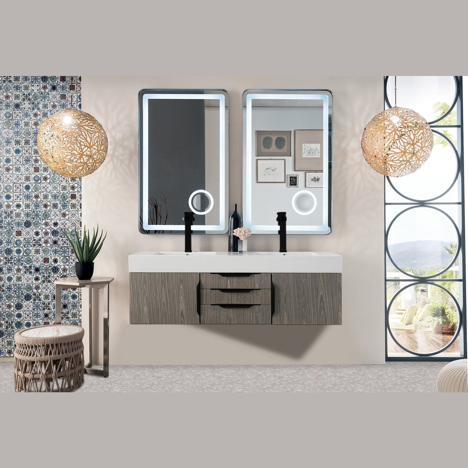 James Martin Vanities Mercer Island 59" Double Vanity - 389-V59D-AGR-G-DGG