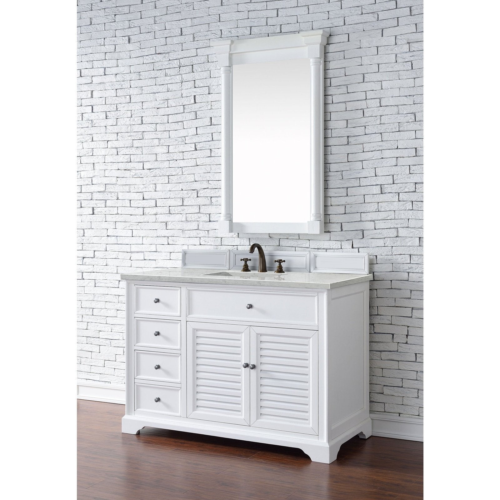James Martin Vanities Savannah 48" Bright White Single Vanity - 238-104-V48-BW-3AF