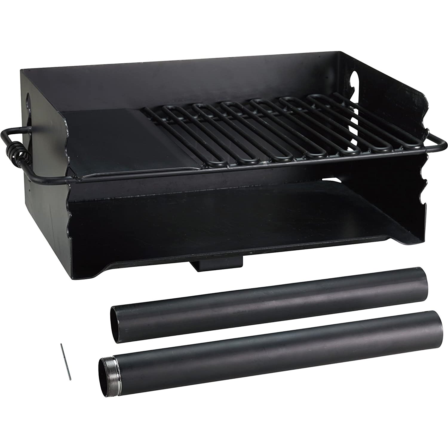 Pilot Rock Jumbo Park Style Steel Outdoor BBQ Charcoal Grill and Post, Black - 253217