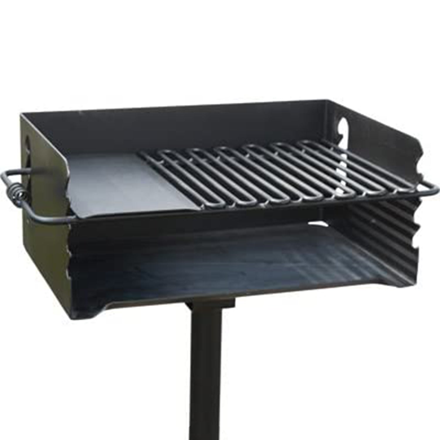 Pilot Rock Jumbo Park Style Steel Outdoor BBQ Charcoal Grill and Post, 2 Pack - 415881