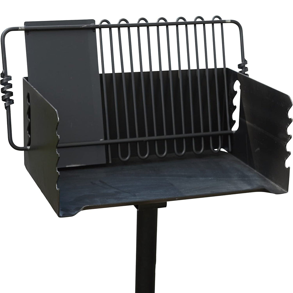 Pilot Rock Jumbo Park Style Steel Outdoor BBQ Charcoal Grill and Post, 6 Pack - 415883