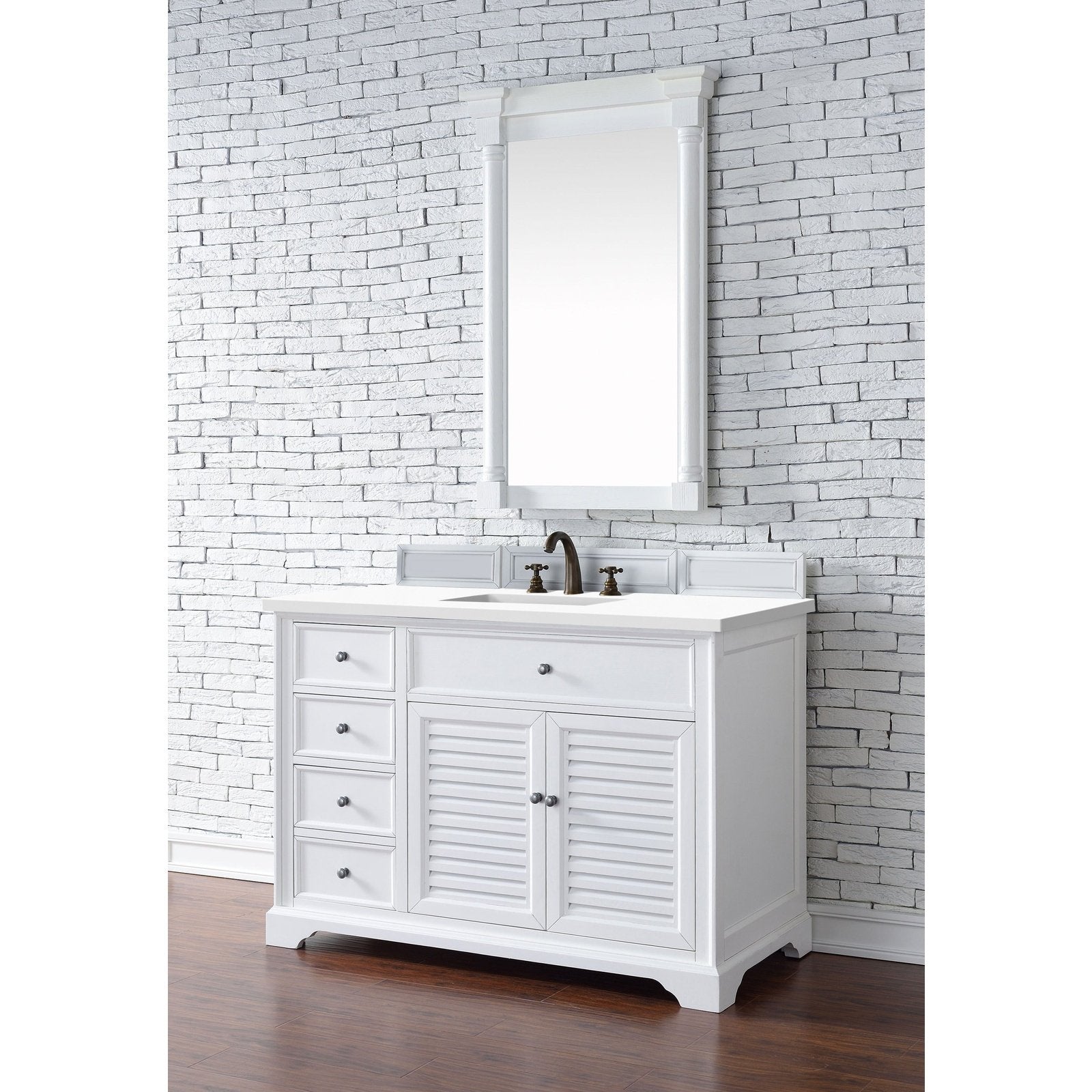 James Martin Vanities Savannah 48" Bright White Single Vanity - 238-104-V48-BW-3AF