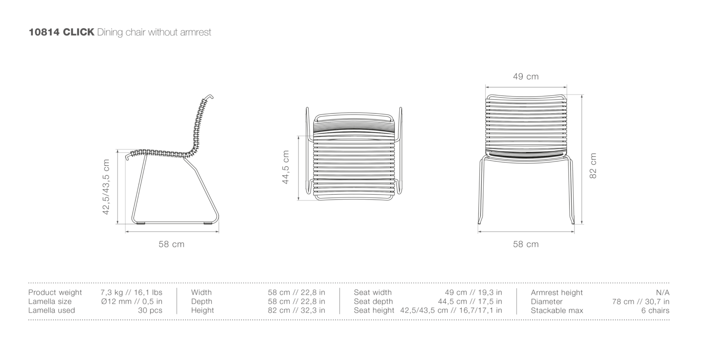 HOUE CLICK Outdoor Dining Chair - No Armrests - Procure Décor