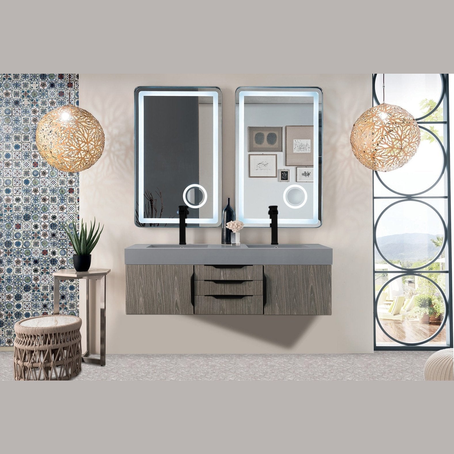 James Martin Vanities Mercer Island 59" Double Vanity - 389-V59D-AGR-G-DGG
