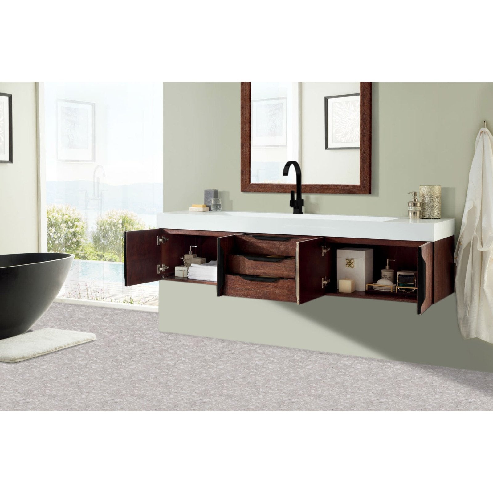 James Martin Vanities Mercer Island 72" Single Vanity - 389-V72S-AGR-G-DGG