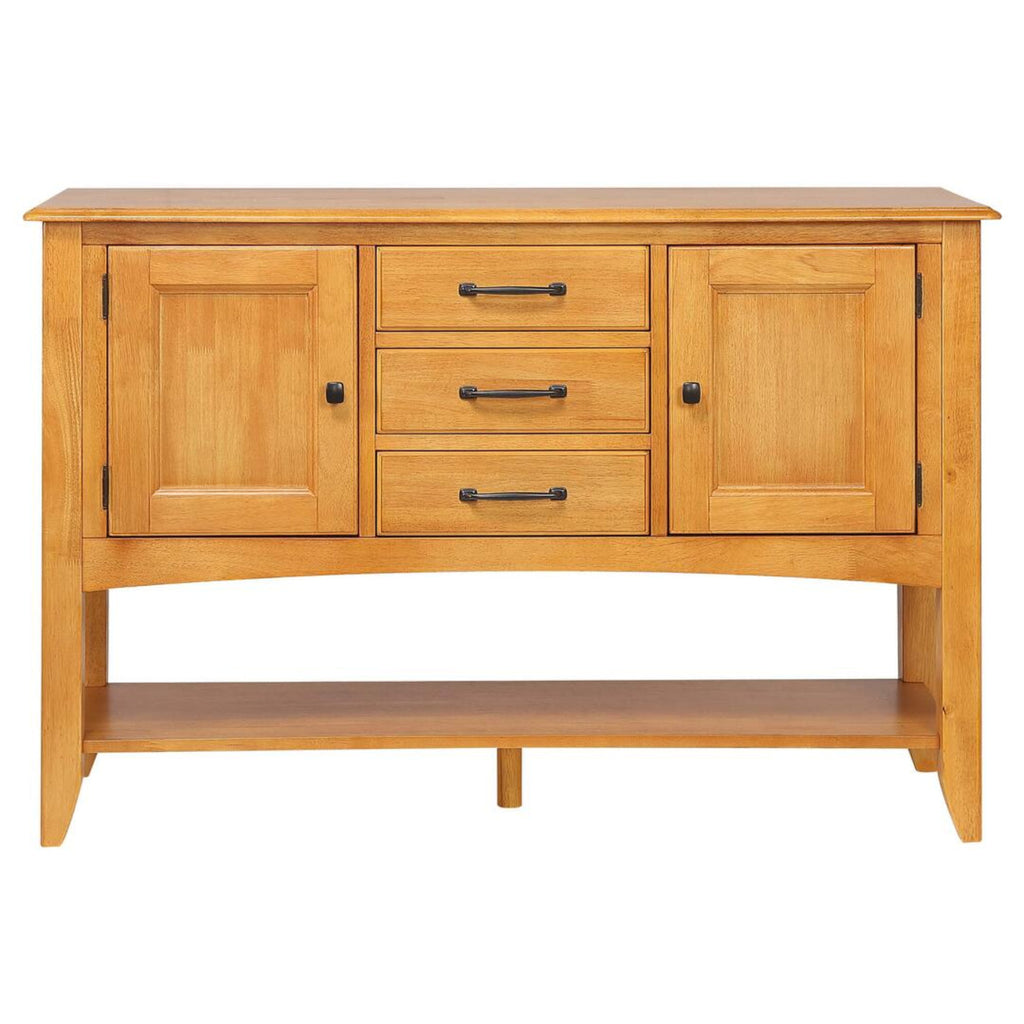 Sunset Trading Selections Sideboard with Large Display Shelf | 3 Drawers 2 Storage Cabinets | Light Oak -  DLU-1122-SB-LO