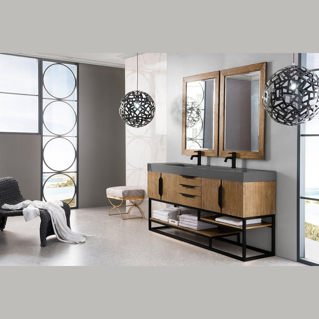 James Martin Vanities Columbia 72" Double Vanity - 388-V72D-AGR-MB-DGG