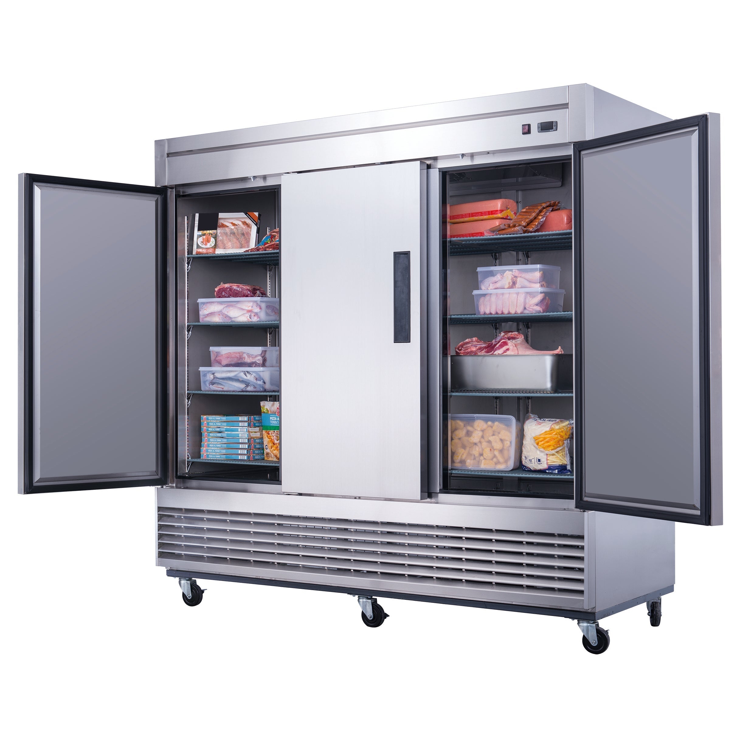 Chef AAA - T83F Commercial 83" Reach-In Freezer 3 Solid Door Stainless Steel 64 cu.ft. - T83F