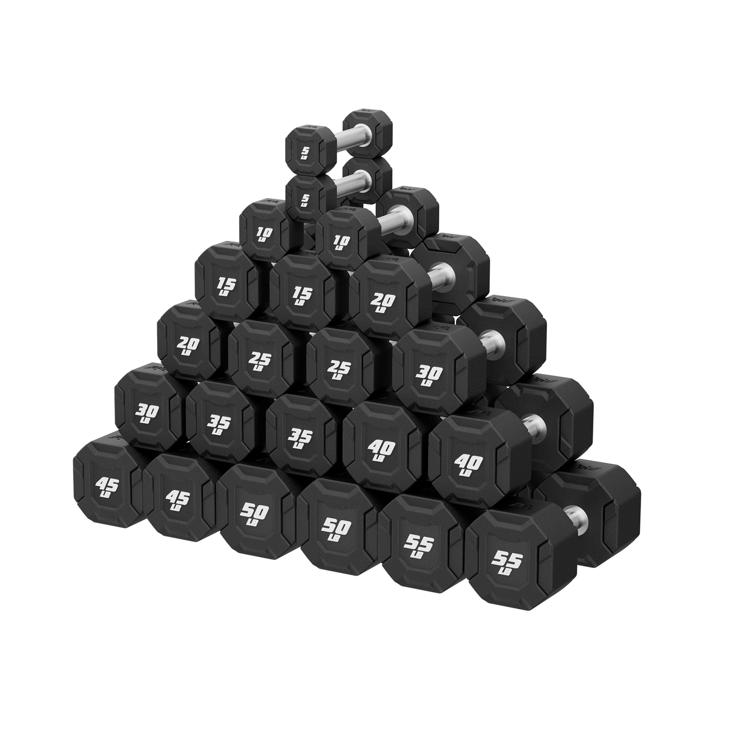Major Fitness Urethane Octagonal-Shield Dumbbells - DBSET5-55