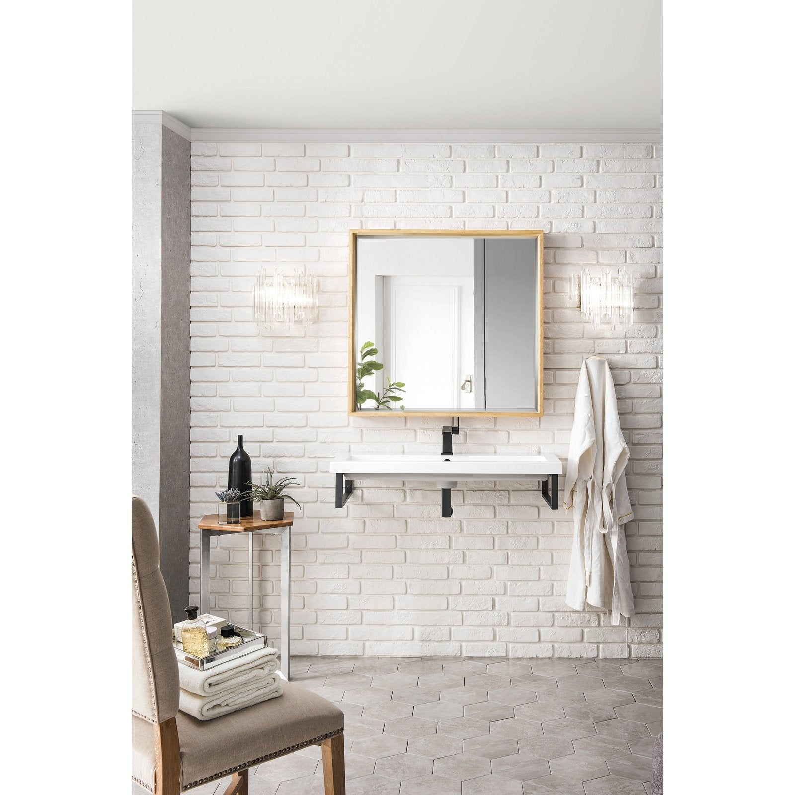 James Martin Vanities Milan 35.4" Square Cube Mirror - 803-M35.4-GW