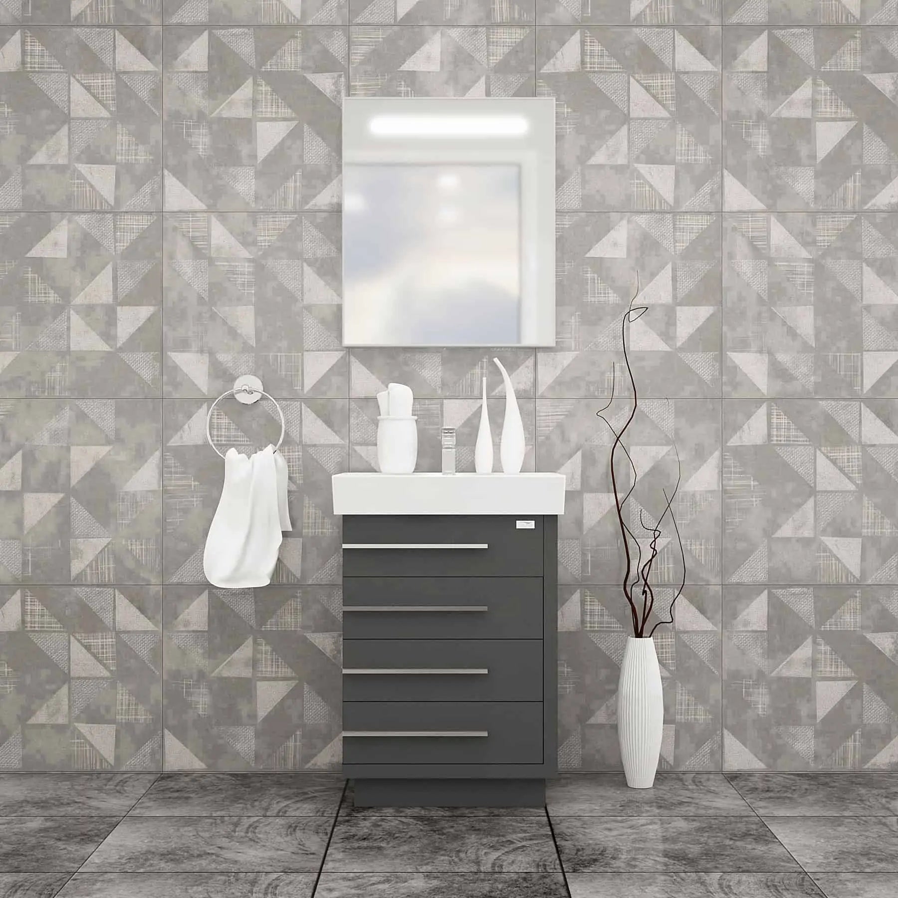 Casa Mare Domenico 32" Bathroom Vanity and Ceramic Sink Combo with LED Mirror - Domenico80GG-32
