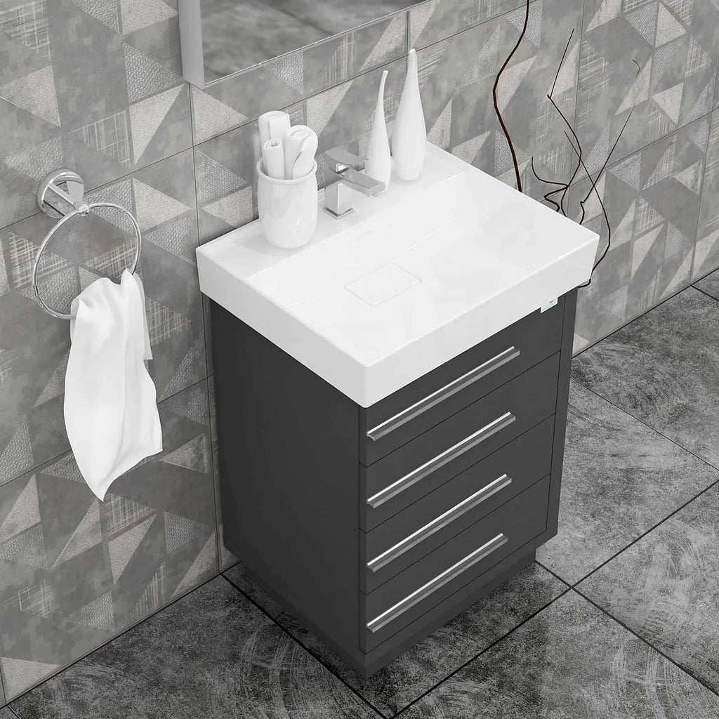 Casa Mare Domenico 24" Bathroom Vanity and Ceramic Sink Combo with LED Mirror - Domenico60GG-24