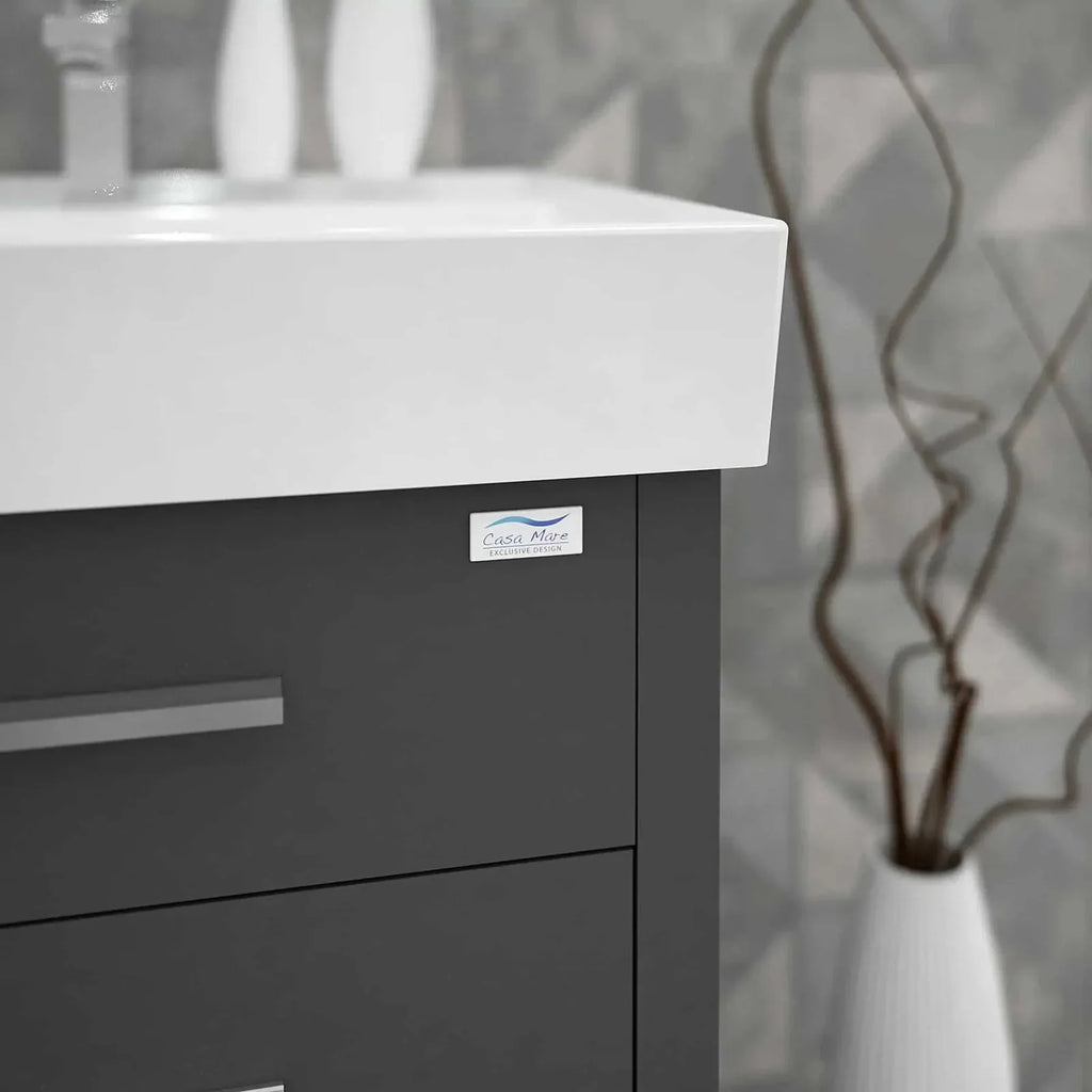 Casa Mare Domenico 24" Bathroom Vanity and Ceramic Sink Combo with LED Mirror - Domenico60GG-24