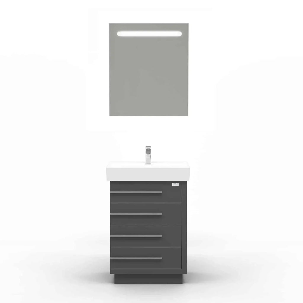 Casa Mare Domenico 24" Bathroom Vanity and Ceramic Sink Combo with LED Mirror - Domenico60GG-24