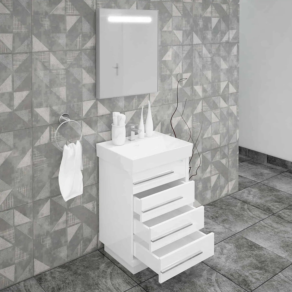 Casa Mare Domenico 32" Bathroom Vanity and Ceramic Sink Combo with LED Mirror - Domenico80GG-32