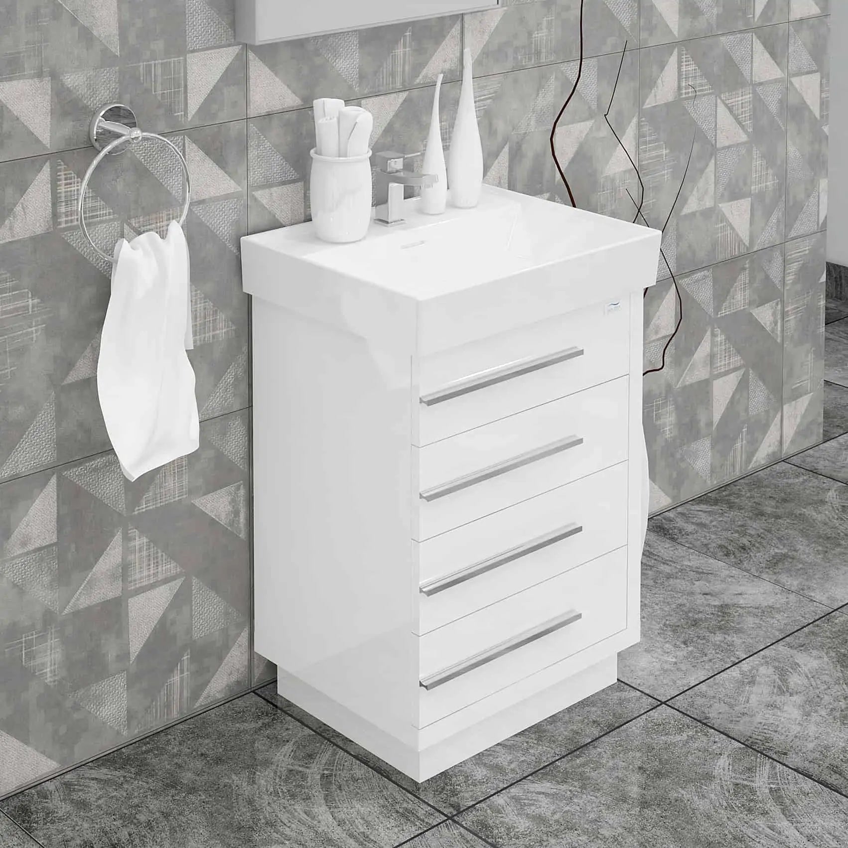 Casa Mare Domenico 32" Bathroom Vanity and Ceramic Sink Combo with LED Mirror - Domenico80GG-32